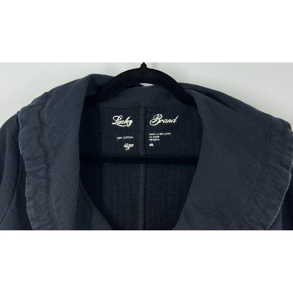 Lucky Brand Y2K‎ Grunge Streetwear Cowl Neck Womens M Cotton Dark Navy Button - Picture 2 of 5